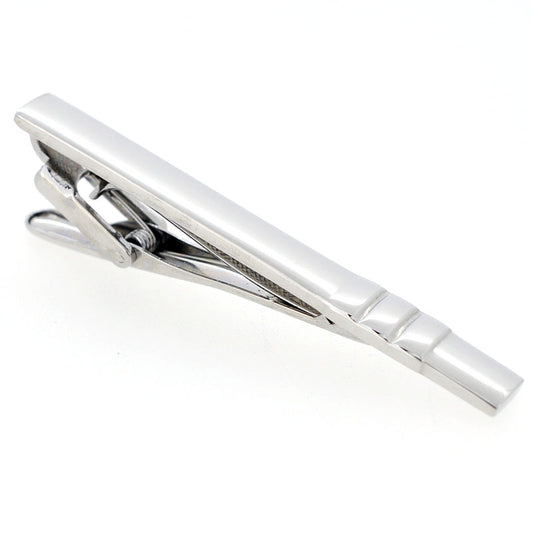 Stripes Stainless Steel Finish Tie Clip