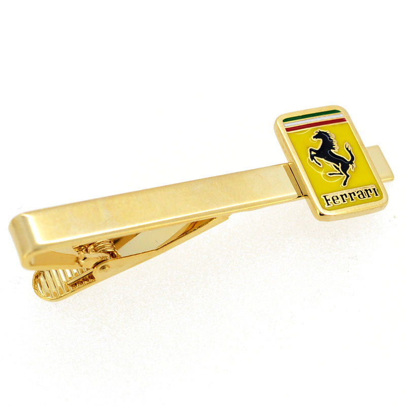 Golden Ferrari Logo Automotive Car Tie Clip