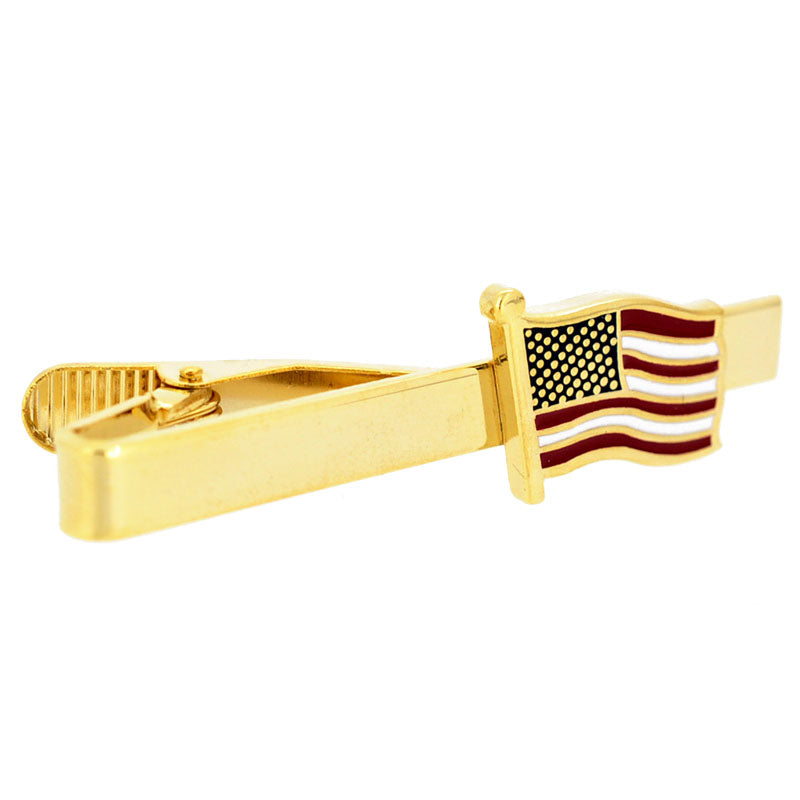 Gold Patriotic American Flag Tie Clip