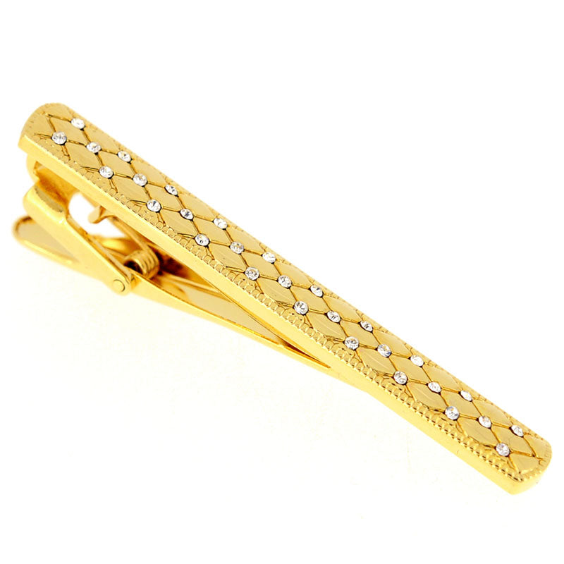 Crystal Golden Quilted Tie Clip