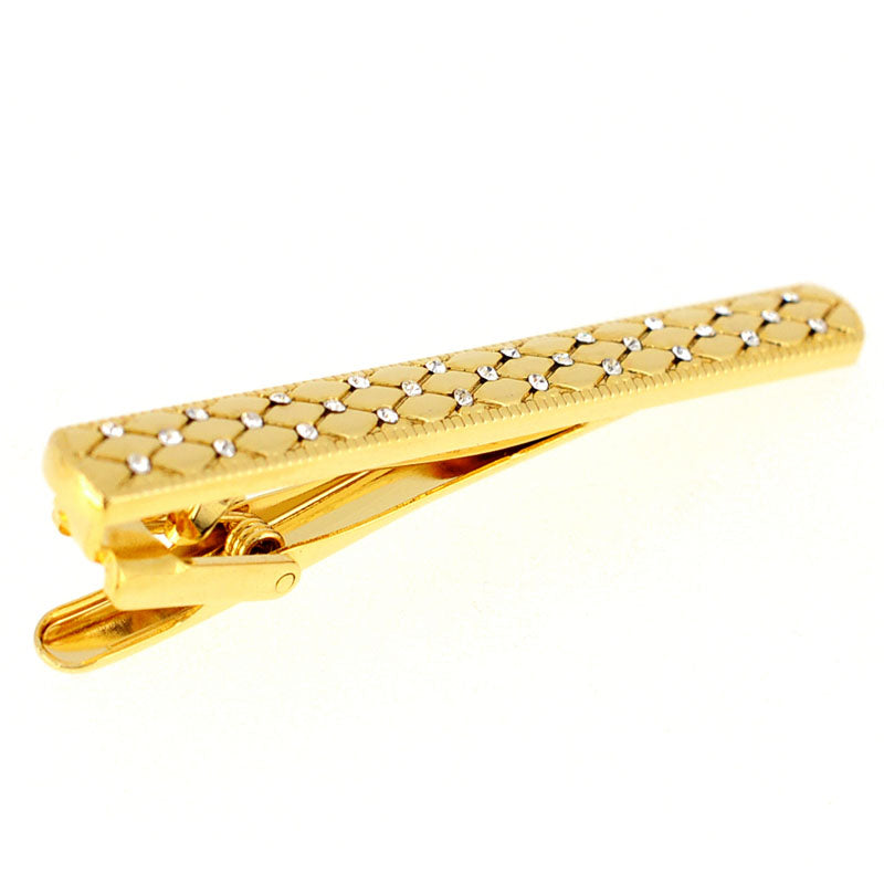 Crystal Golden Quilted Tie Clip