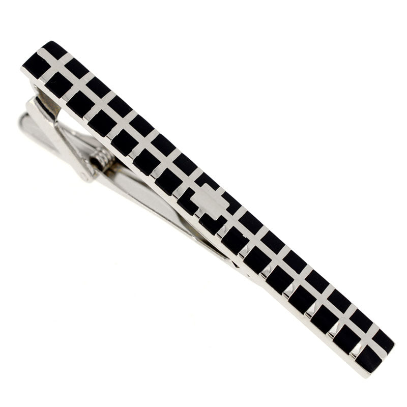 Black Enamel Grid Tie Clip