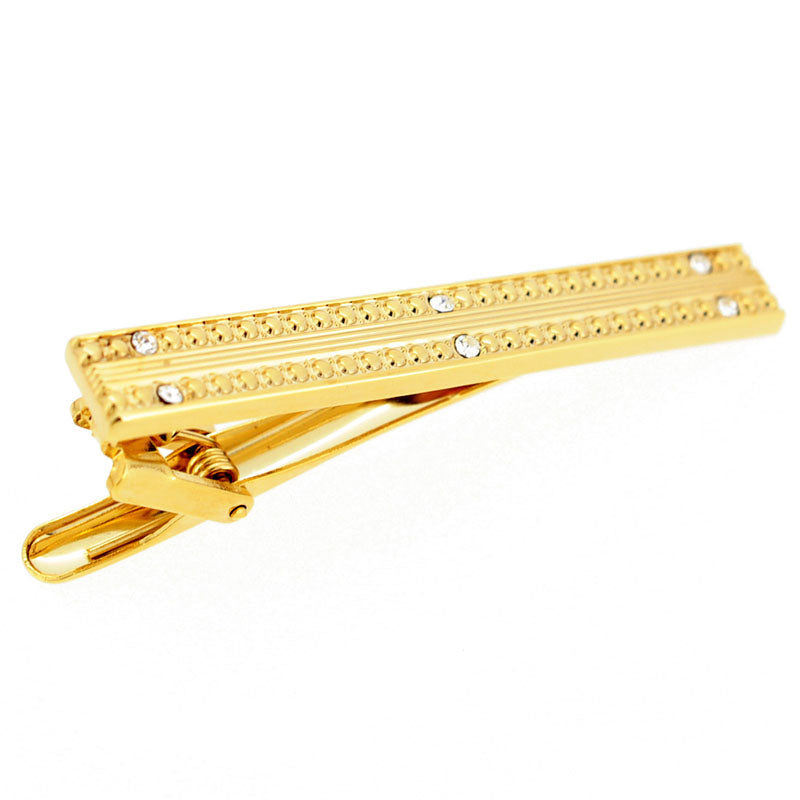 Golden Crystal Tie Clip