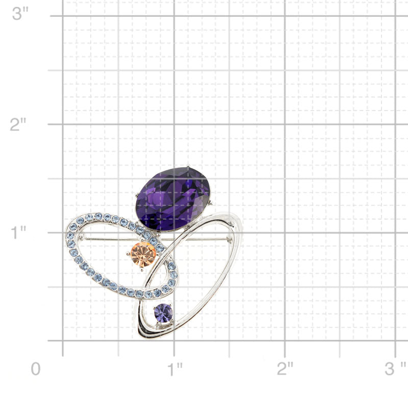 Purple Velvet Oval Swarovski Crystal Pin Brooch