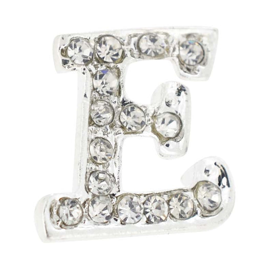 Chrome Letter E Crystal Lapel Pin