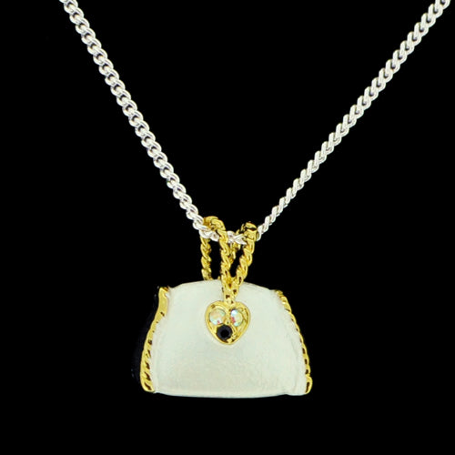 Swarovski Crystal Green Enamel Handbag Silver Pendant