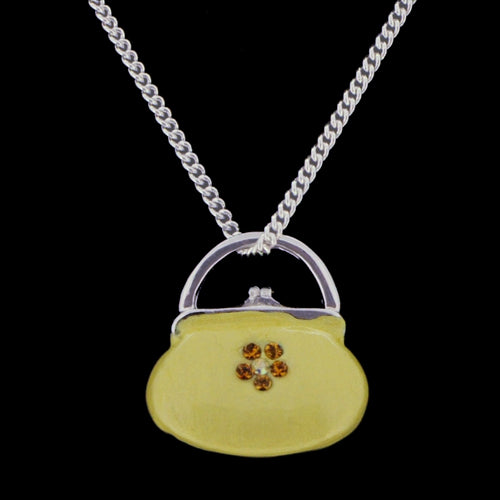 Swarovski Crystal Light Green Enamel Handbag Silver Pendant