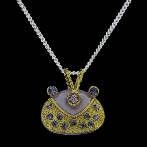 Swarovski Crystal Light Green Enamel Handbag Silver Pendant