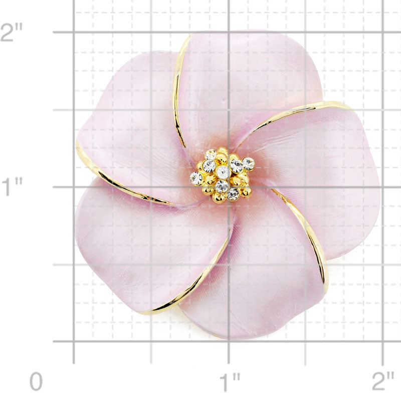 Pink Hawaiian Plumeria Swarovski Crystal Flower Pin Brooch And Earrings Gift Set