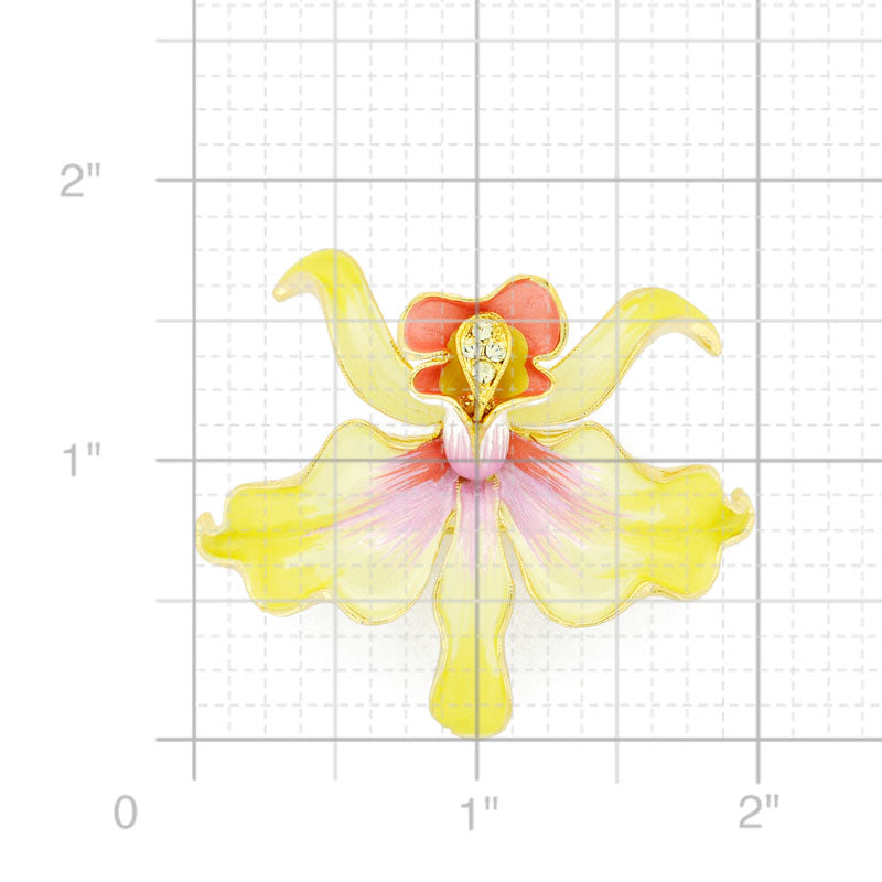 Jonquil Yellow Orchid Swarovski Crystal Flower Pin Brooch And Earrings Gift Set