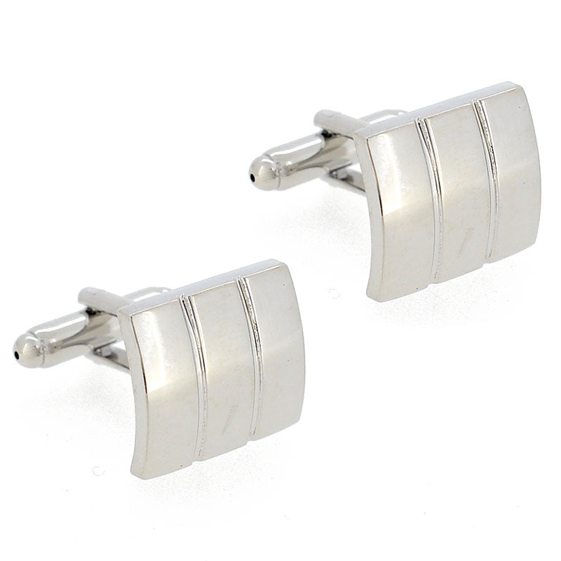 Stripes Stainless Steel Finish Cufflinks And Tie Clip Set