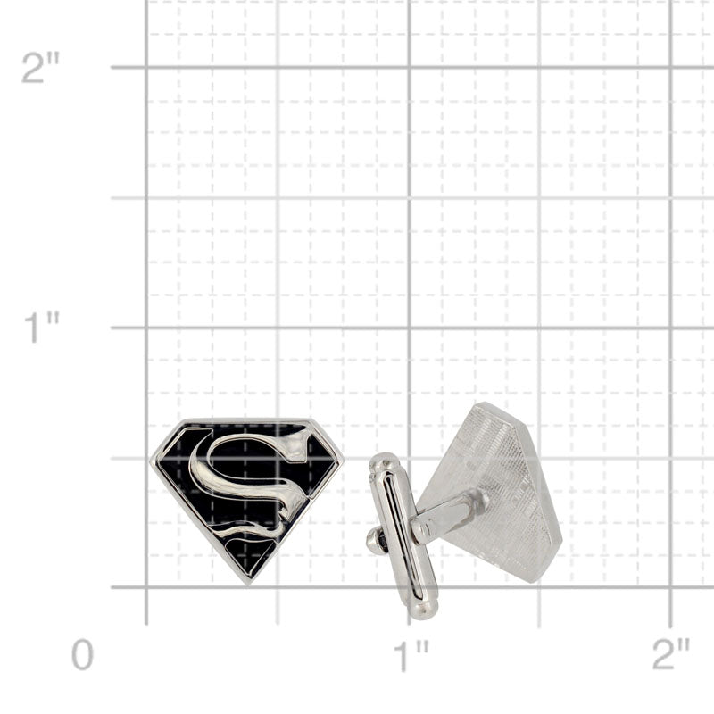 Black and Silver Superman Cufflinks And Tie Clip Set