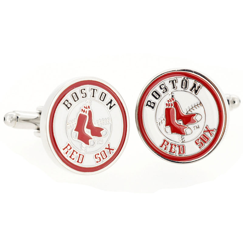 Red And White Boston Red Sox Cufflinks And Tie Clip Set