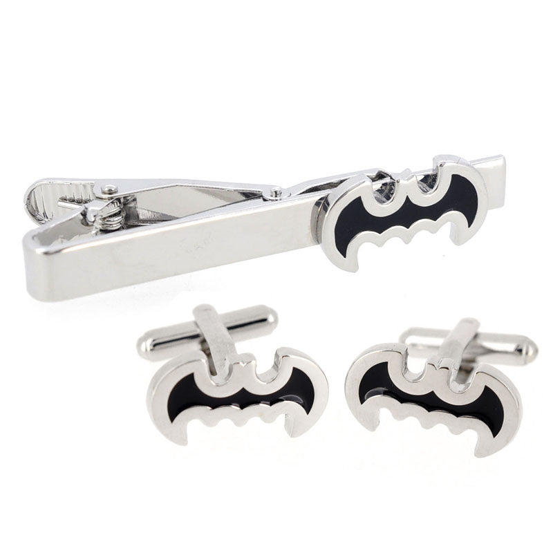 Black And Silver Batman Cufflinks And Tie Clip Set
