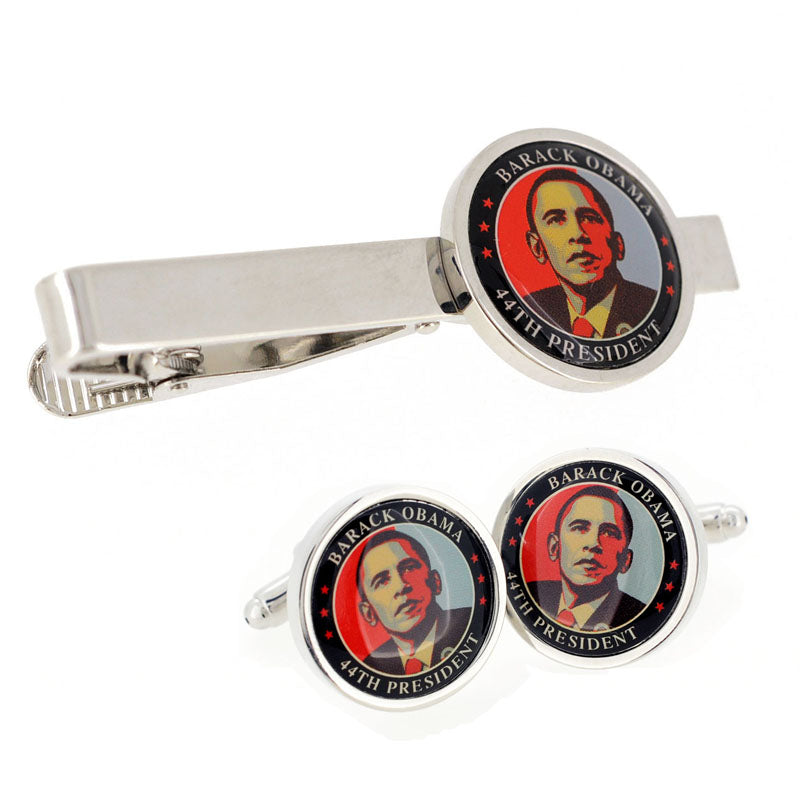 Barack Obama President Cufflinks And Tie Clip Set