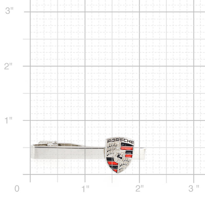 Silver Porsche Logo Cufflinks And Tie Clip Set