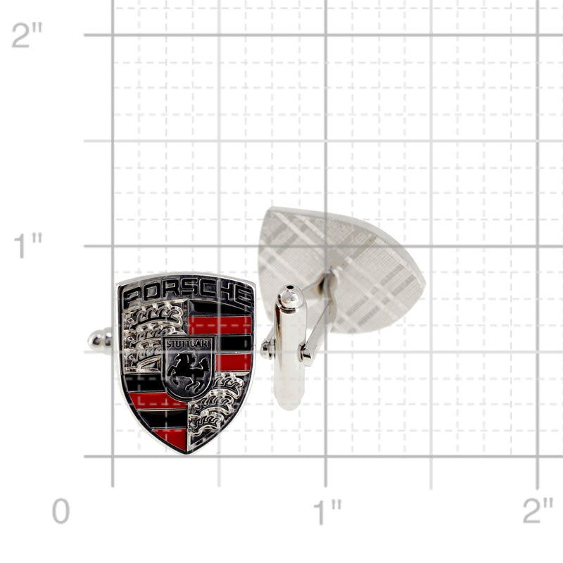 Silver Porsche Logo Cufflinks And Tie Clip Set