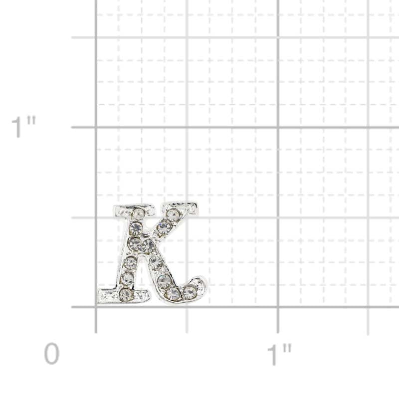 Chrome Letter K Crystal  Lapel Pin