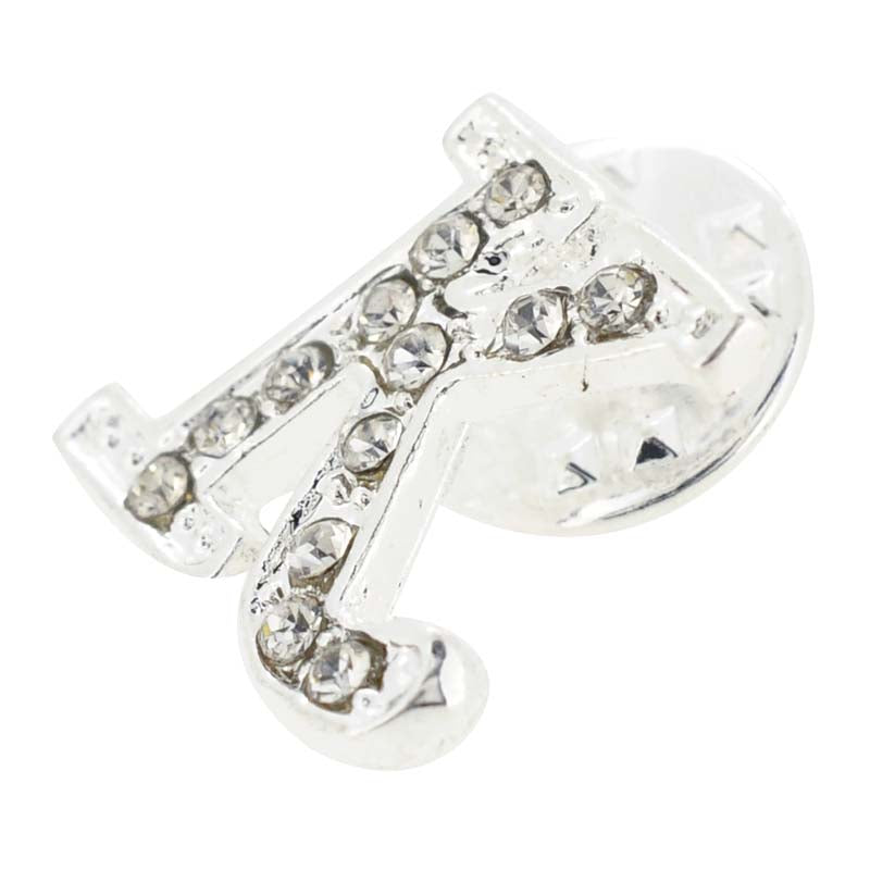 Chrome Letter K Crystal  Lapel Pin