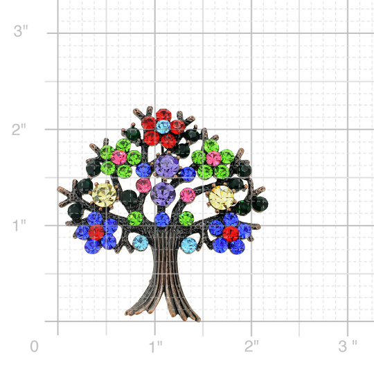 Multi-Color Tree-in-Full-Bloom Pin Brooch